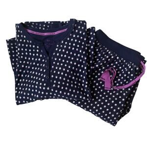Betsy Johnson Womens Dark Blue Polka Dots 2 Piece Pajama Set Size XLarge XL